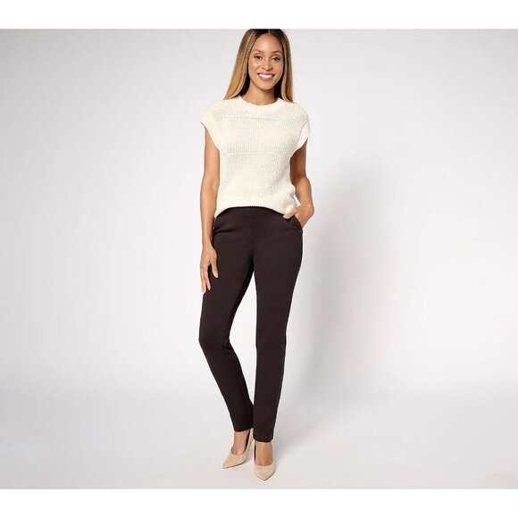 Belle by Kim Gravel Pants - Belle by Kim Gravel Ponte Hollywood Waist Full Length Pants Black Reg 12 A667603